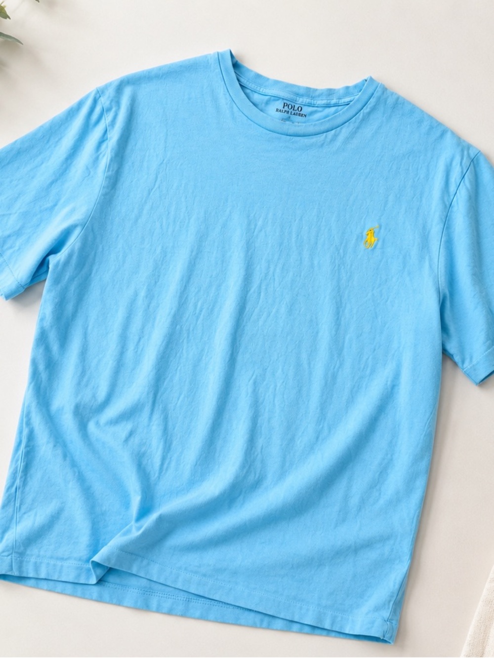 Polo Ralph Lauren Custom Fit T Shirt Teal Yellow Pony Logo Size Large